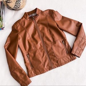Faded Glory Faux Leather Jacket Brown S